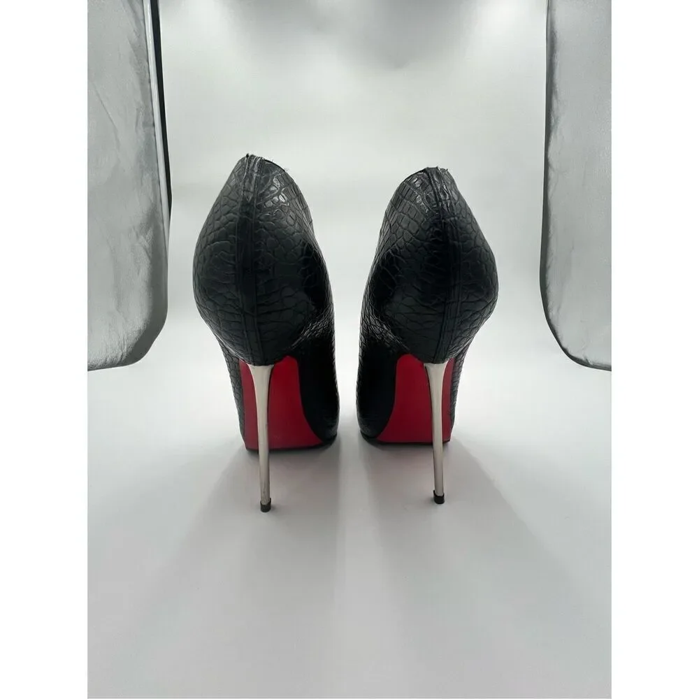 CHRISTIAN LOUBOUTIN Matte Crocodile Fastissima 120 Booties 38.5 Black